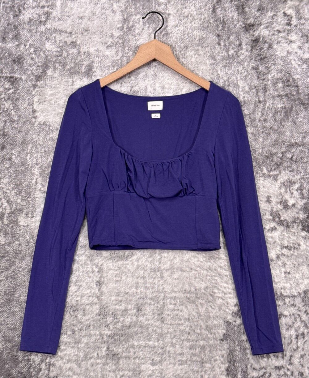Aritzia Top Medium Womens Wilfred Purple Long Sleeve Crop Blouse